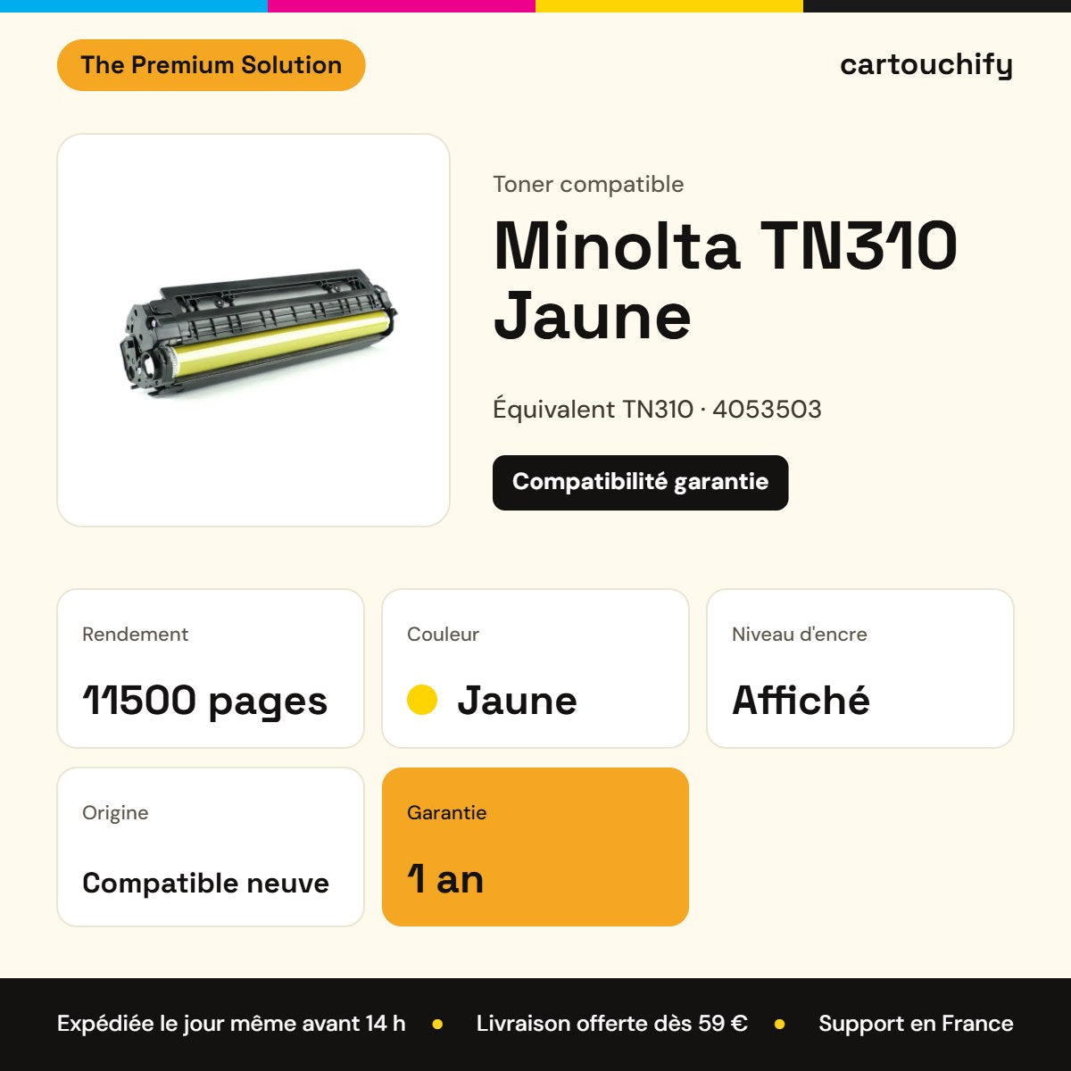 Minolta TN310 Toner Jaune compatible équivalent à 4053503 : caractéristiques