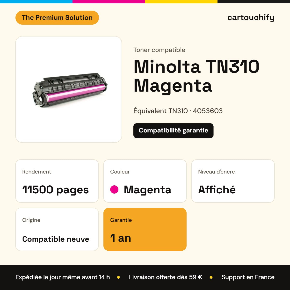 Minolta TN310 Toner Magenta compatible équivalent à 4053603 : caractéristiques