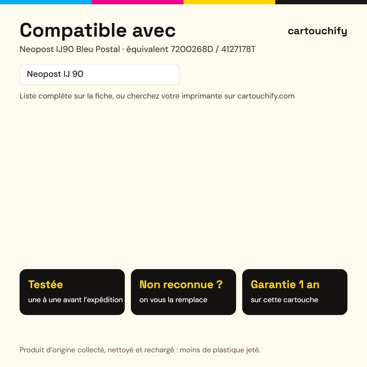 Imprimantes compatibles avec Neopost IJ90 Encreur Noir compatible équivalent à 7200268D, 4127178T