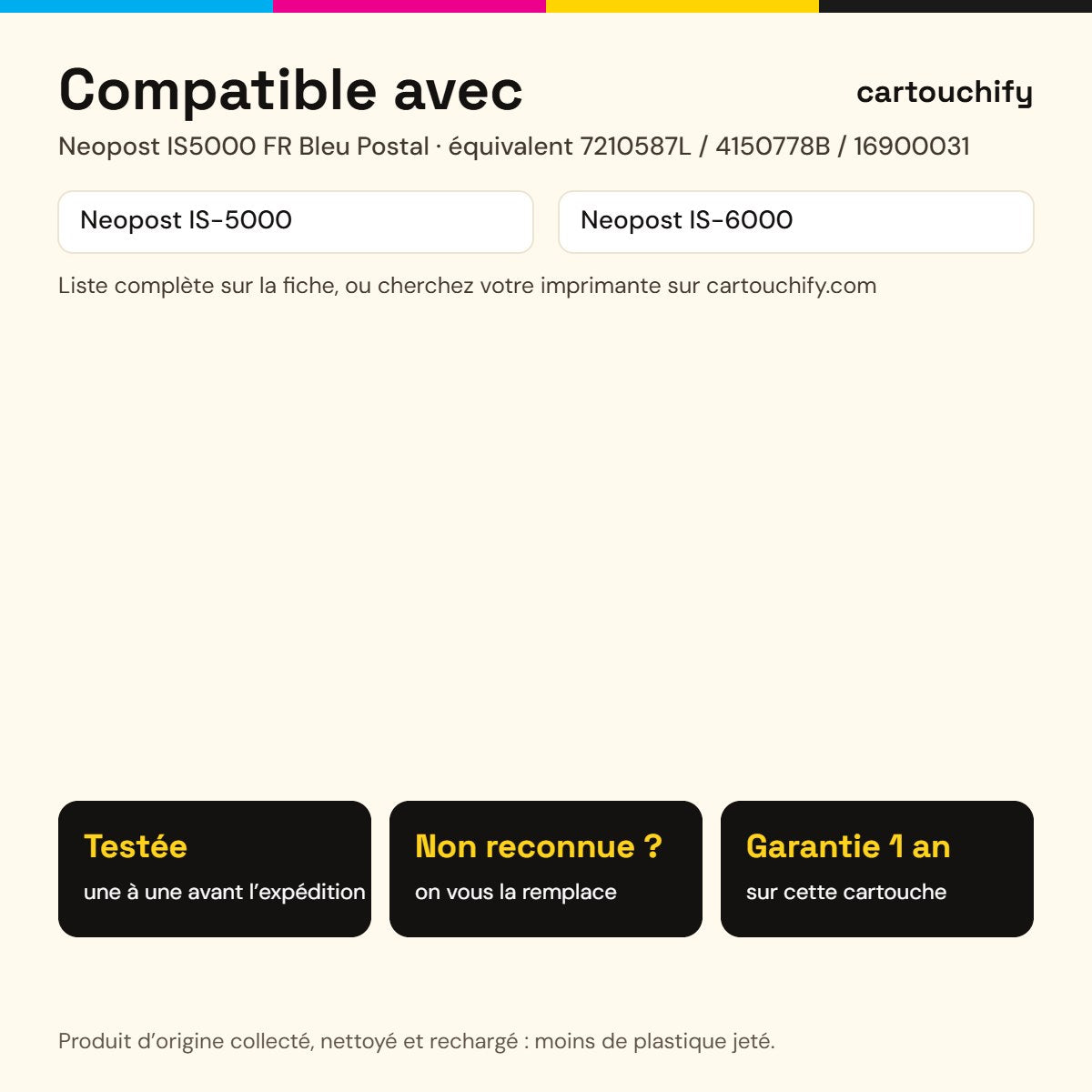 Imprimantes compatibles avec Neopost IS5000 FR Encreur Noir compatible équivalent à 7210587L, 4150778B, 16900031