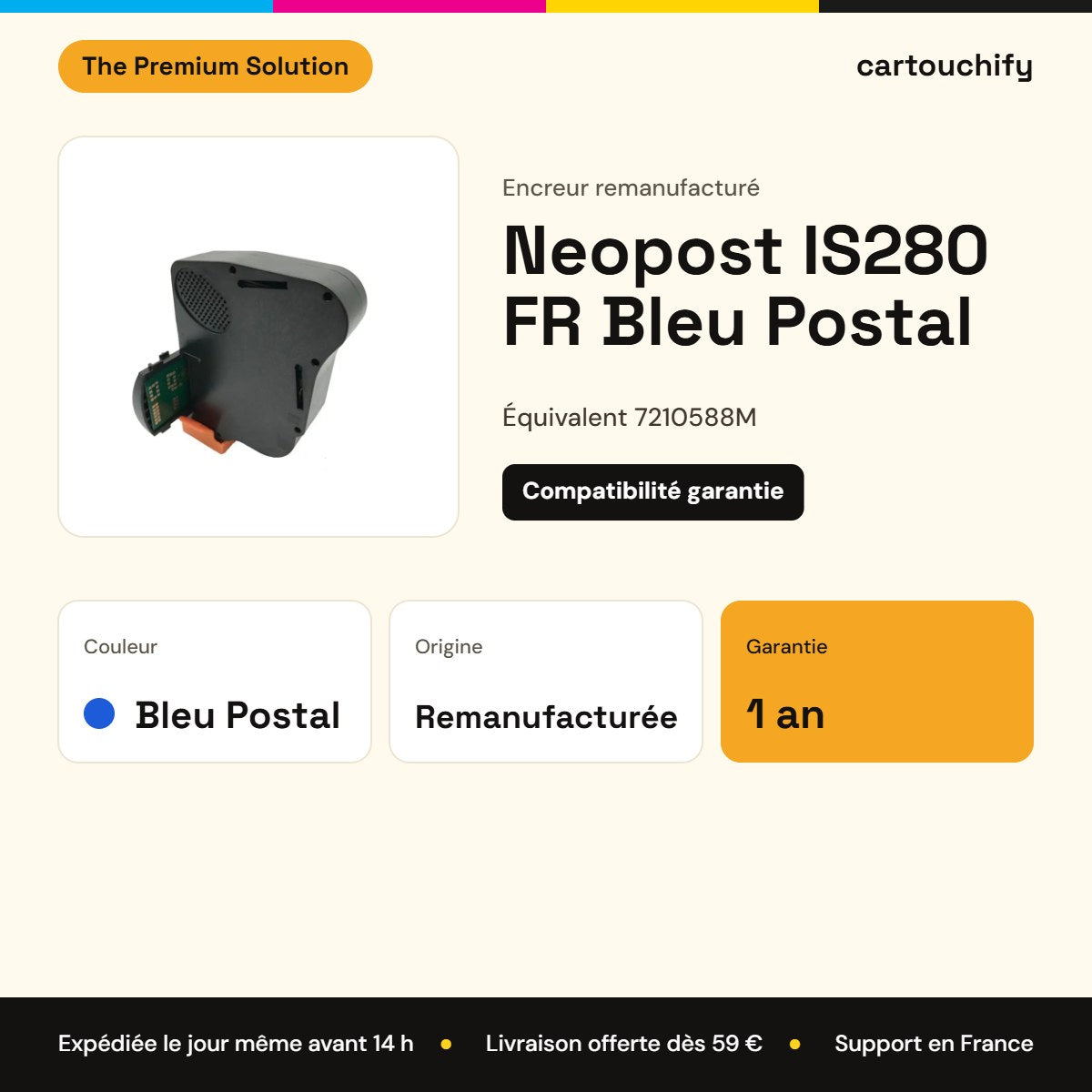 Neopost IS280 FR Encreur Noir compatible équivalent à 7210588M : caractéristiques
