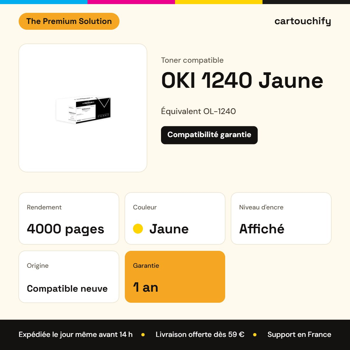 OKI 1240 Toner Jaune compatible : caractéristiques