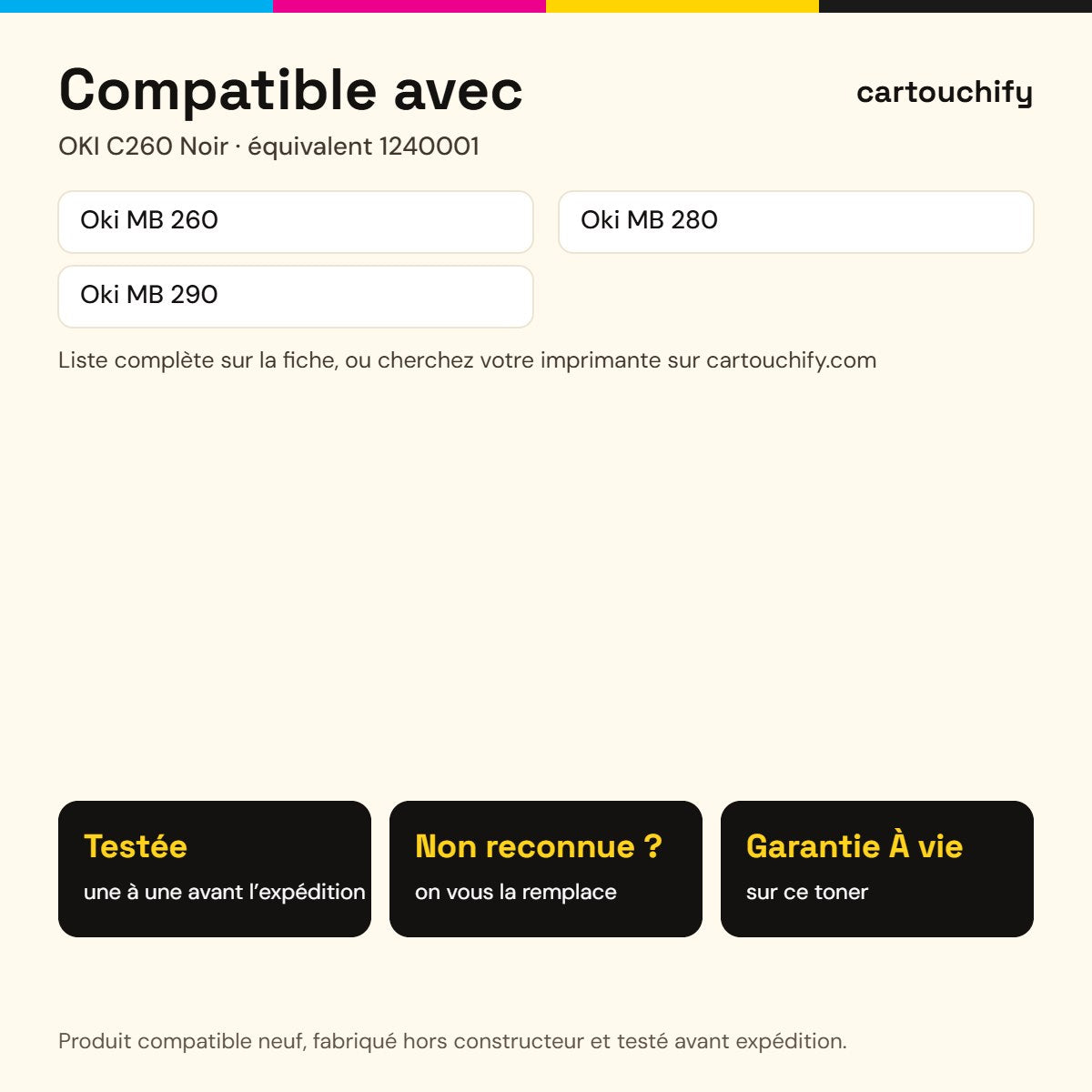 Imprimantes compatibles avec OKI C260 Toner Noir compatible équivalent à 1240001 · Switch