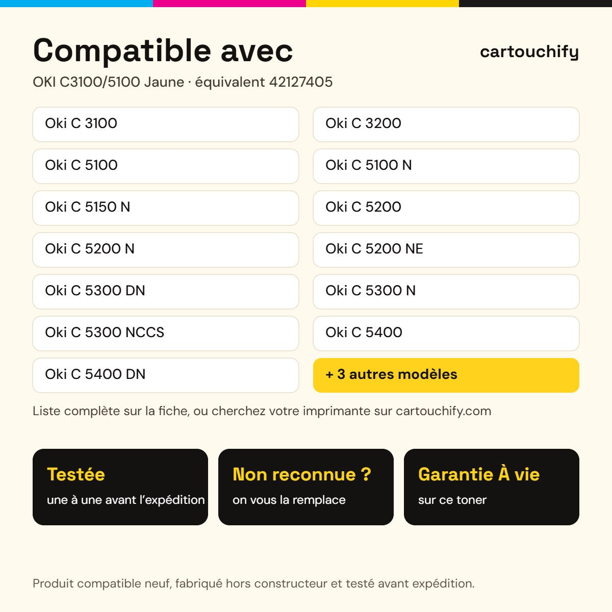 Imprimantes compatibles avec OKI C3100/5100 Toner Jaune compatible équivalent à 42127405 · Switch