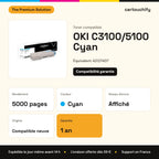 OKI C3100/5100 Toner Cyan compatible équivalent à 42127407 : caractéristiques