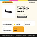 OKI C8600 Tambour Jaune compatible équivalent à 43449013 : caractéristiques