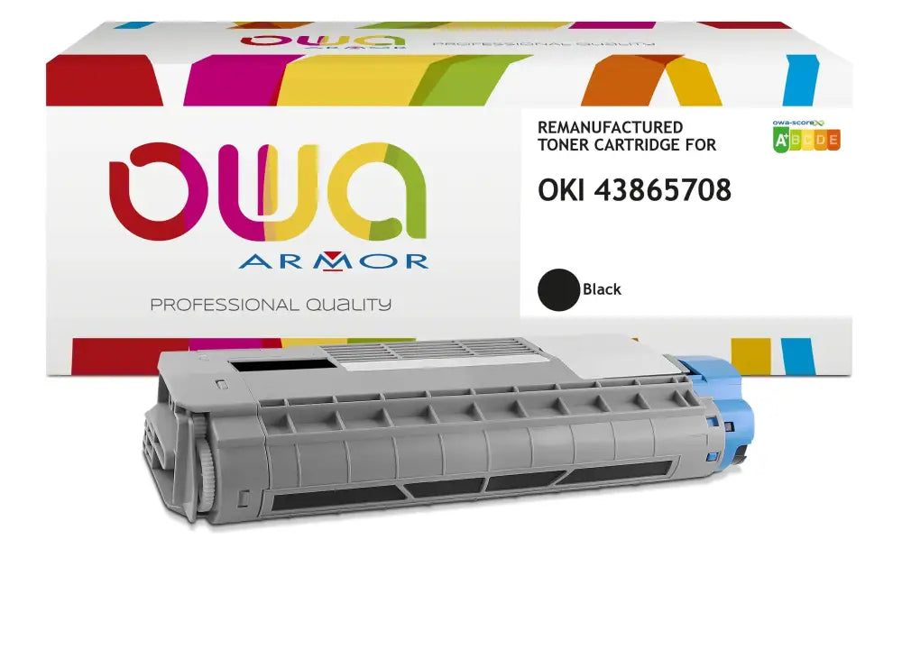 OKI 43865708 - Cartouche laser compatible - Noir - Toner remanufacturé OWA