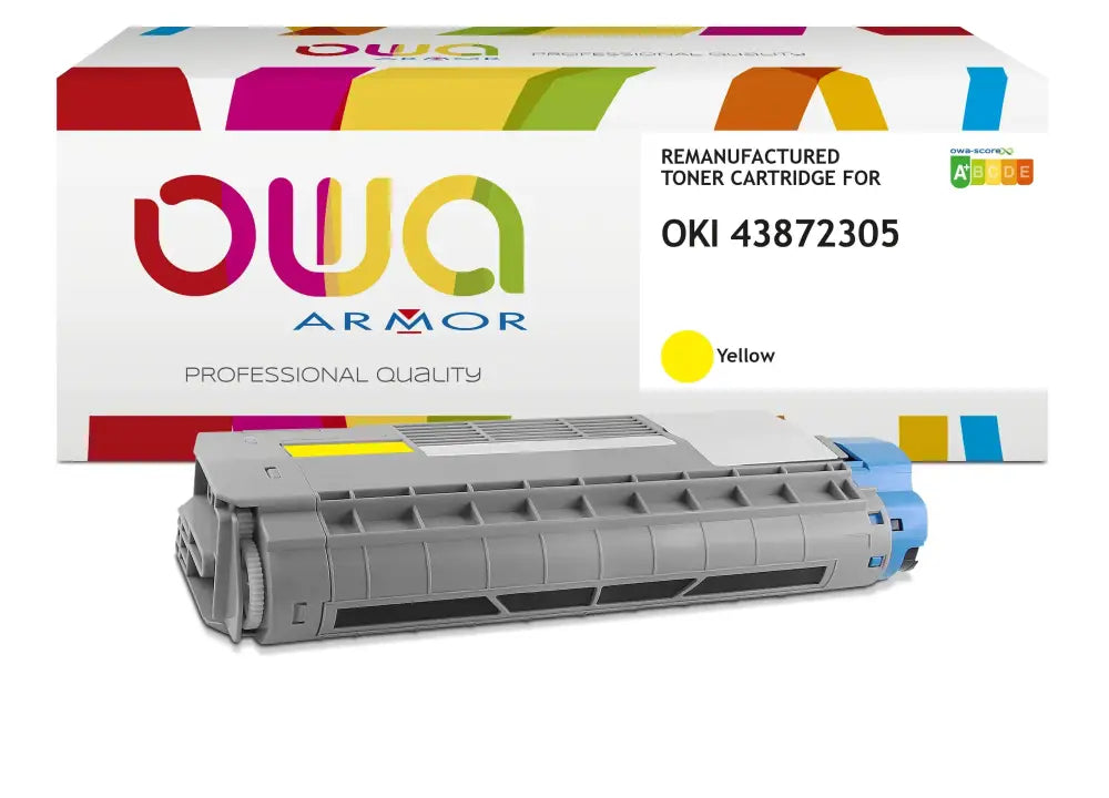 OKI 43872305 - Cartouche laser compatible - Jaune - Toner remanufacturé OWA