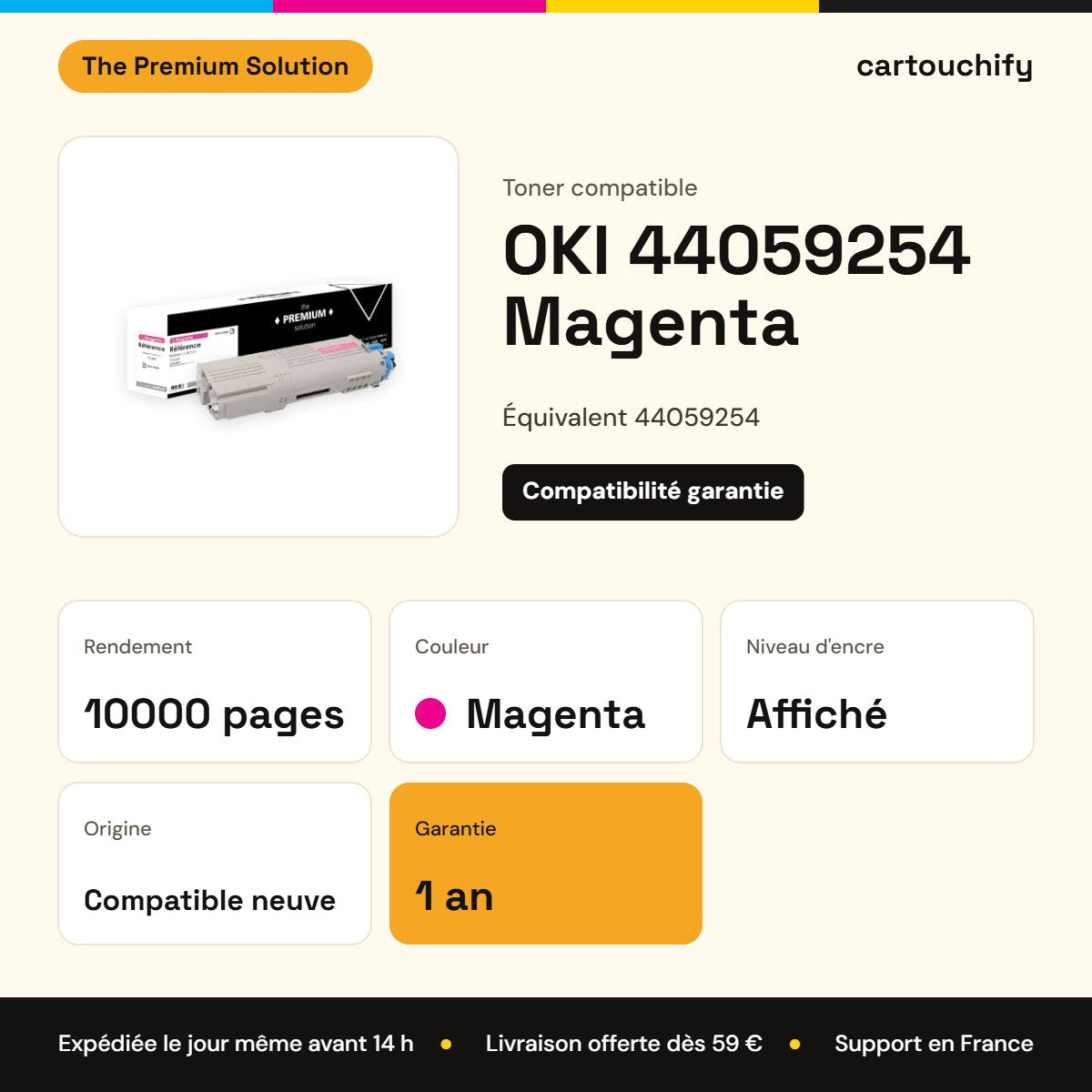 OKI 44059254 Toner Magenta compatible : caractéristiques