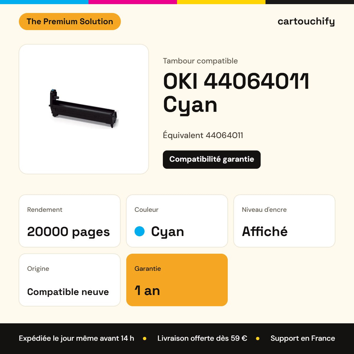 OKI 44064011 Tambour Cyan compatible : caractéristiques