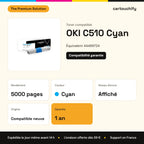 OKI C510 Toner Cyan compatible équivalent à 44469724 : caractéristiques