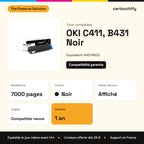 OKI C411, B431 Toner Noir compatible équivalent à 44574802 : caractéristiques