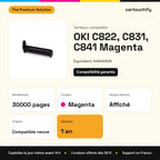 OKI C822, C831, C841 Tambour Magenta compatible équivalent à 44844406 : caractéristiques