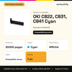 OKI C822, C831, C841 Tambour Cyan compatible équivalent à 44844407 : caractéristiques