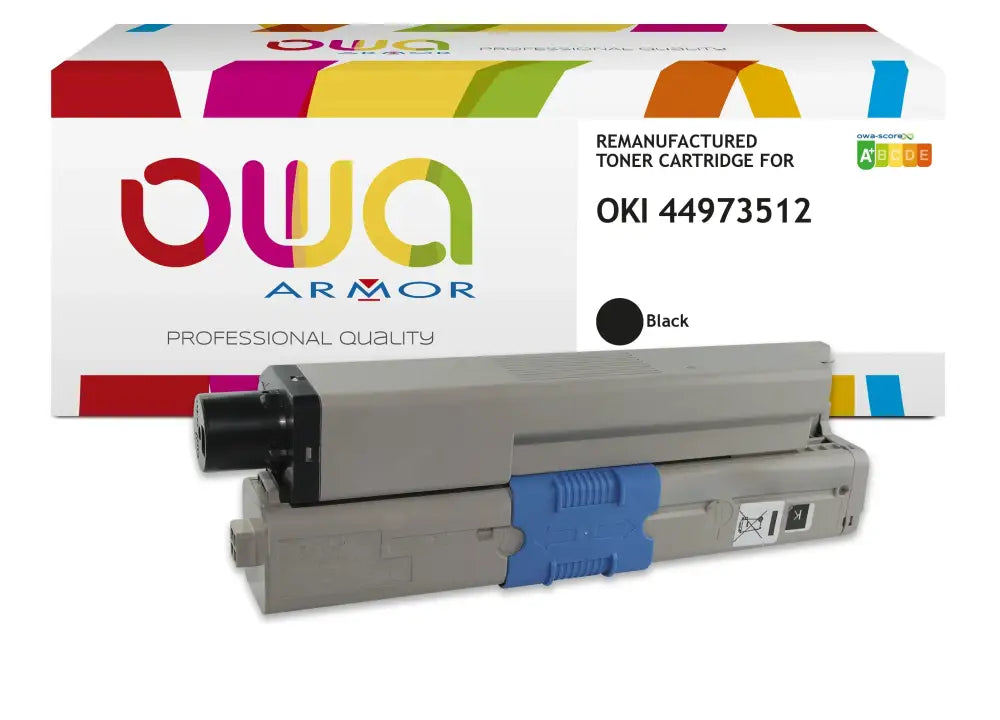 OKI 44973512 - Cartouche laser compatible - Noir - Toner remanufacturé OWA