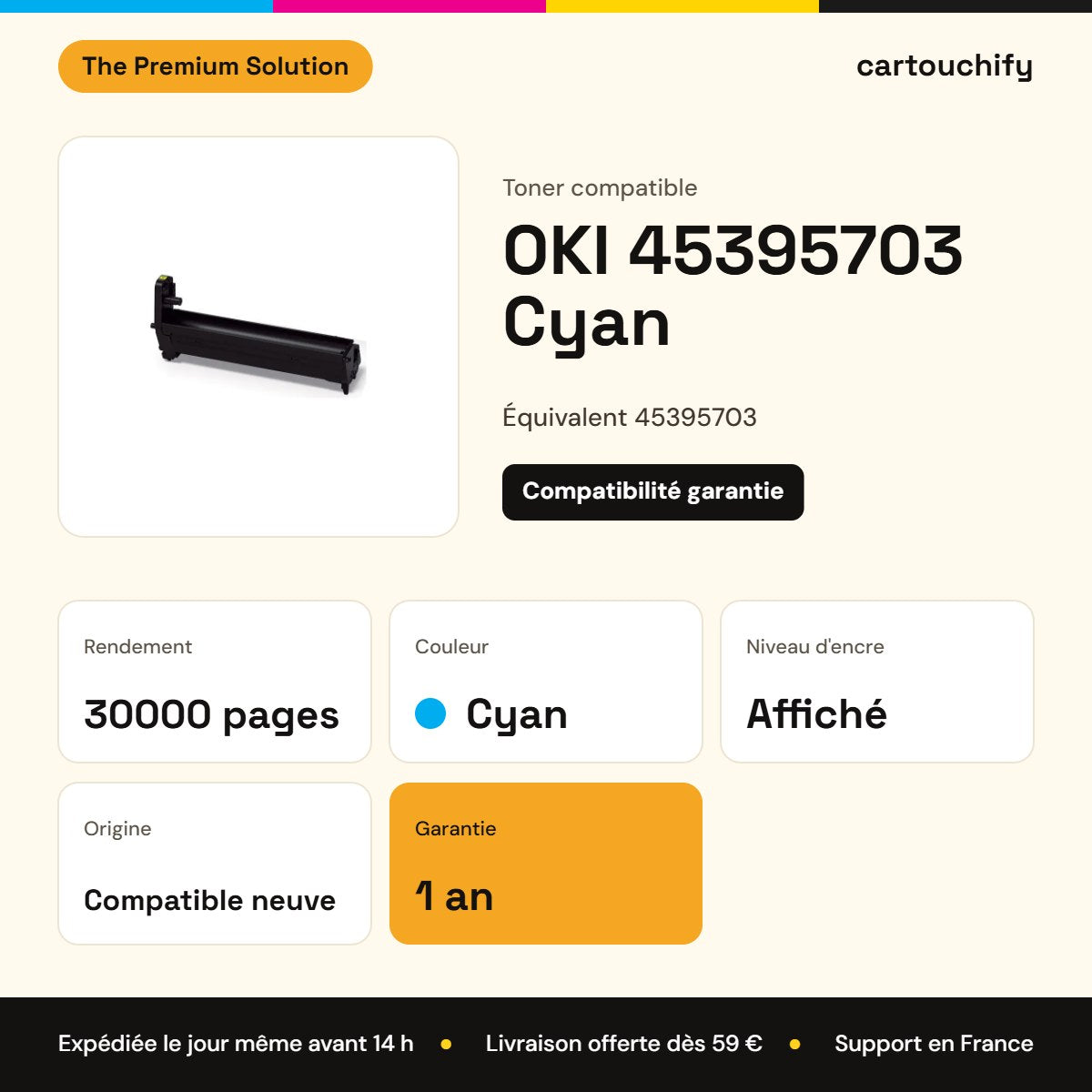 OKI 45395703 Toner Cyan compatible : caractéristiques