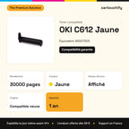 OKI C612 Toner Jaune compatible équivalent à 46507305 : caractéristiques