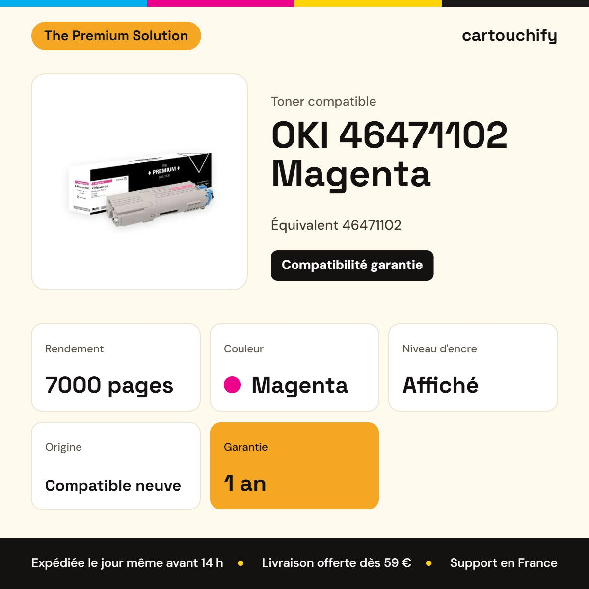 OKI 46471102 Toner Magenta compatible : caractéristiques