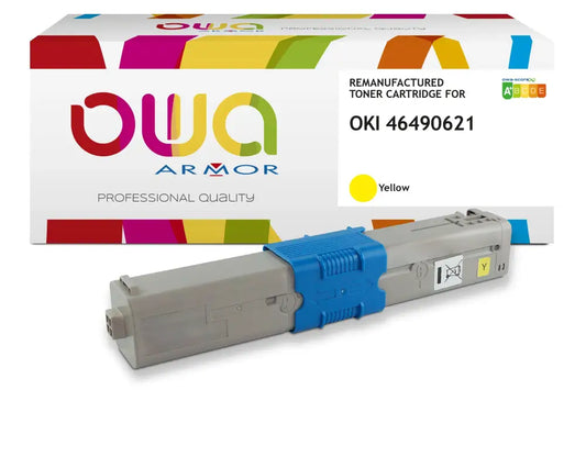 OKI 46490621 - Cartouche laser compatible - Jaune - Toner remanufacturé OWA