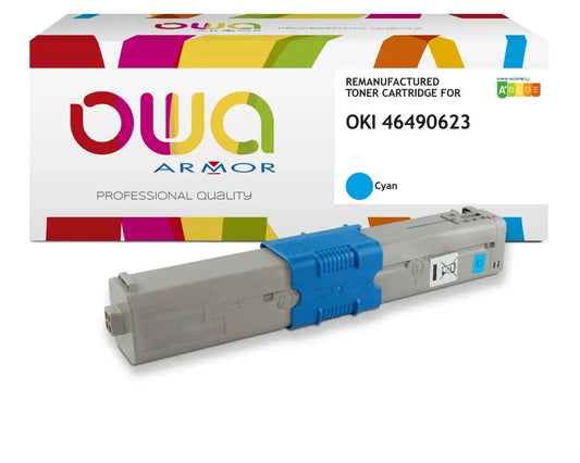 OKI 46490623 - Cartouche laser compatible - Cyan - Toner remanufacturé OWA
