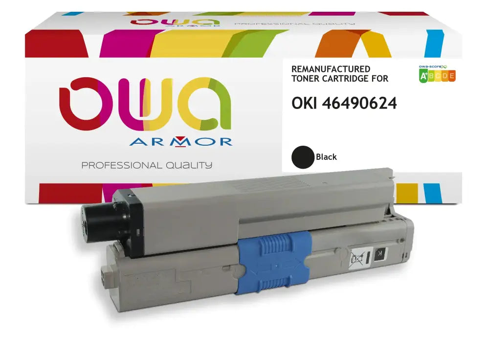 OKI 46490624 - Cartouche laser compatible - Noir - Toner remanufacturé OWA