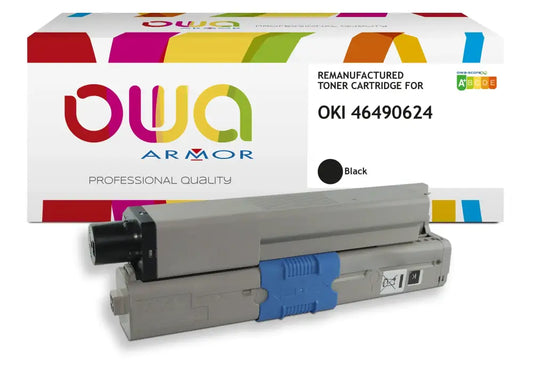 OKI 46490624 - Cartouche laser compatible - Noir - Toner remanufacturé OWA