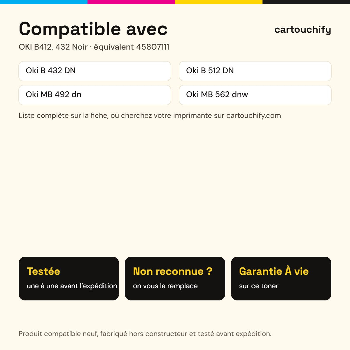 Imprimantes compatibles avec OKI B412, 432 Toner Noir compatible équivalent à 45807111 · Switch