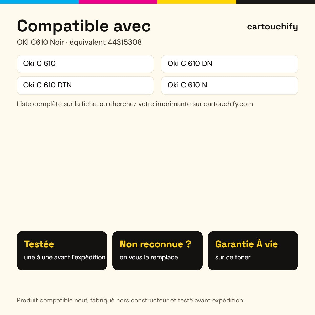 Imprimantes compatibles avec OKI C610 Toner Noir compatible équivalent à 44315308 · Switch