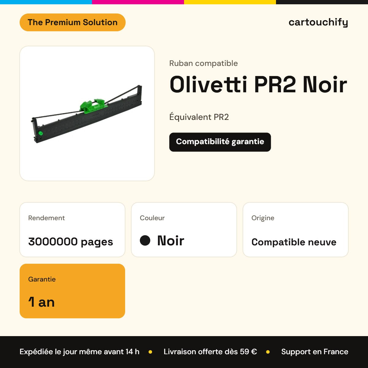 Olivetti PR2 Ruban Noir compatible : caractéristiques