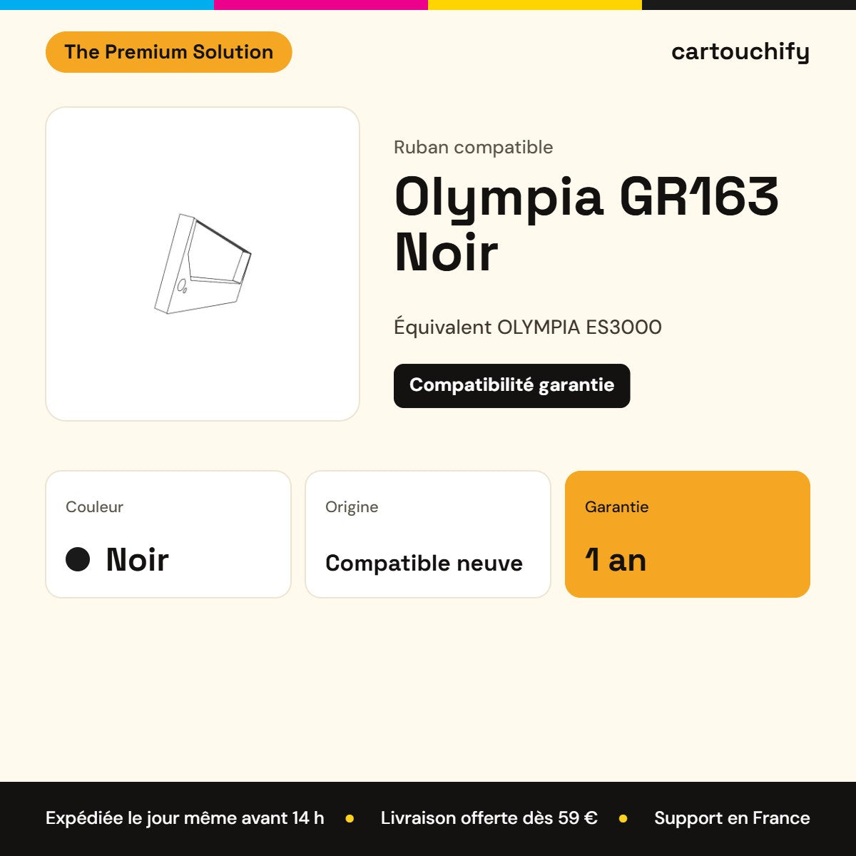 Olympia GR163 Ruban Noir compatible équivalent à OLYMPIA ES3000 : caractéristiques