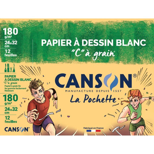 CANSON Papier à dessin 'C' à grain, 320 x 240 mm, 224 g/m2
