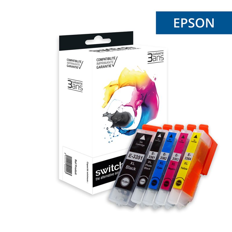Epson 33XL T3357 — Cartouche ORANGE Pack 5 couleurs compatible · Switch