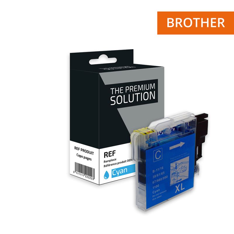 Brother LC980/LC1100, Cartouche Cyan compatible - The Premium Solution