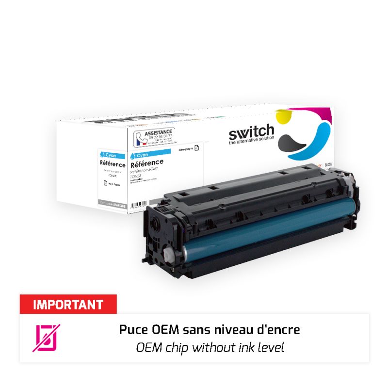 Canon 055H, 3019C002 Toner puce OEM — Toner Cyan compatible · Switch