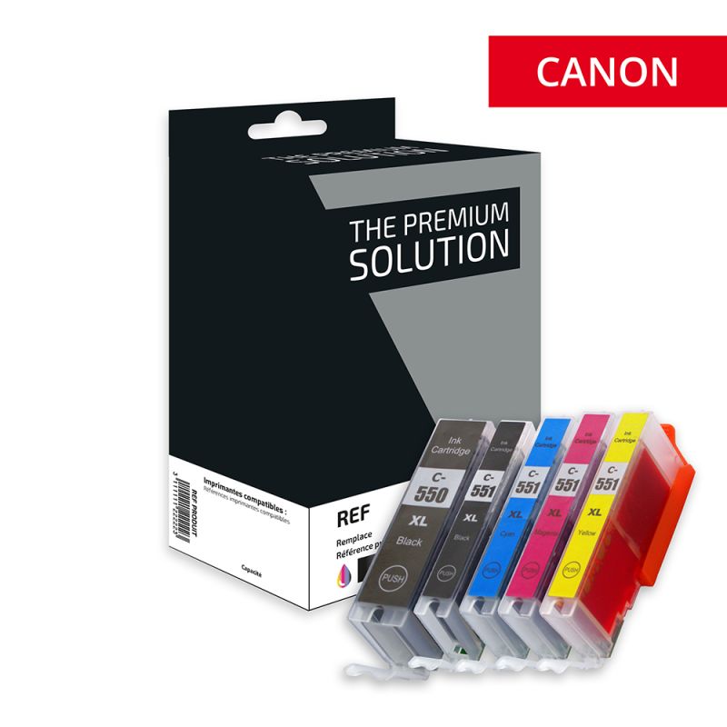 Canon PGI 550XL CLI 551XL, Cartouche Pack 5 Couleurs compatible - The Premium Solution