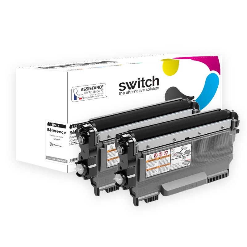 Brother TN-2010, 2030, 2210, 2215, 2220, 2225, 2260, 2275, 2280 — Toner Pack 2 Noir compatible · Switch