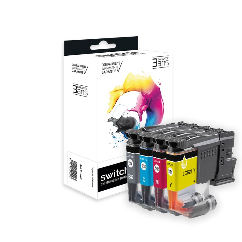 Brother LC521VAL — Cartouche Pack 4 Couleurs compatible · Switch