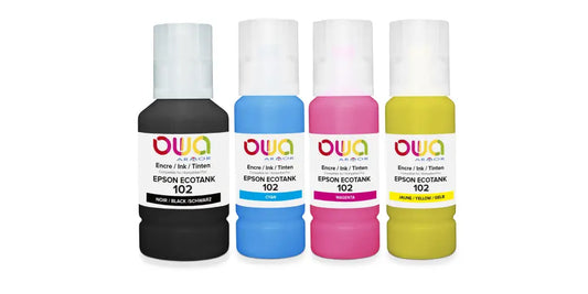 Pack 4 couleurs - EPS 102 - bouteille d’encre compatible - Jet remanufacturé OWA