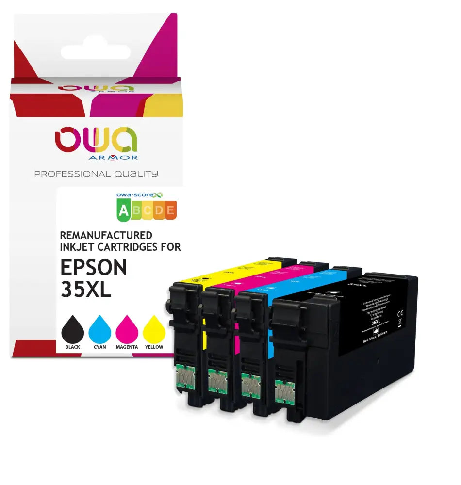 Pack 4 couleurs - EPSON 35XL - Cartouche compatible - Jet d’encre remanufacturé OWA