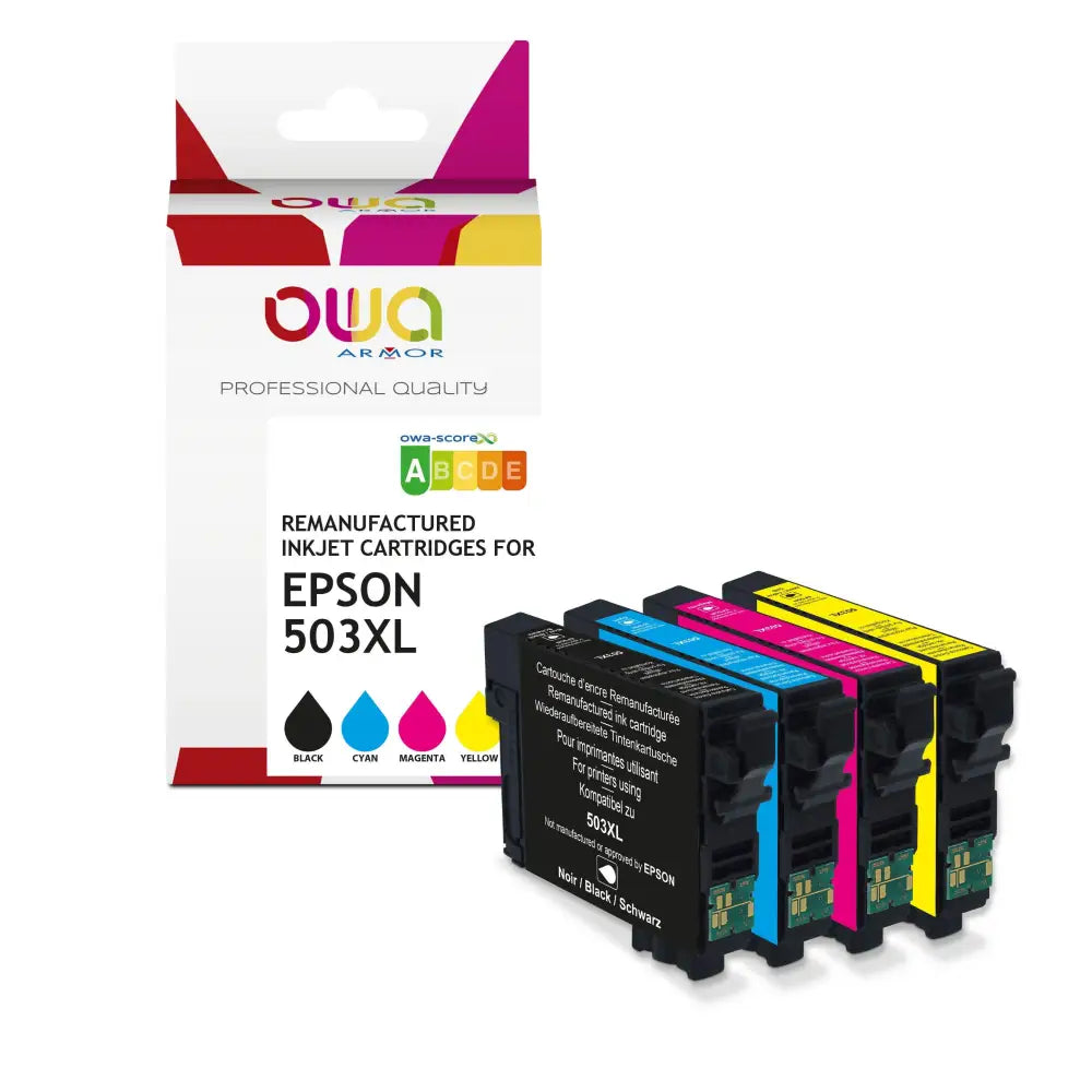 Pack 4 couleurs - EPSON 503XL - Cartouche compatible - haute capacité - Jet d’encre remanufacturé OWA