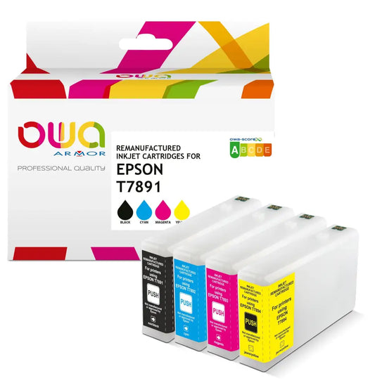 Pack 4 couleurs - EPSON T789 - Cartouche compatible - haute capacité - Jet d’encre remanufacturé OWA