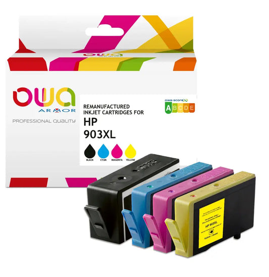 Pack 4 couleurs - HP 903XL - Cartouche compatible - haute capacité - Jet d’encre remanufacturé OWA