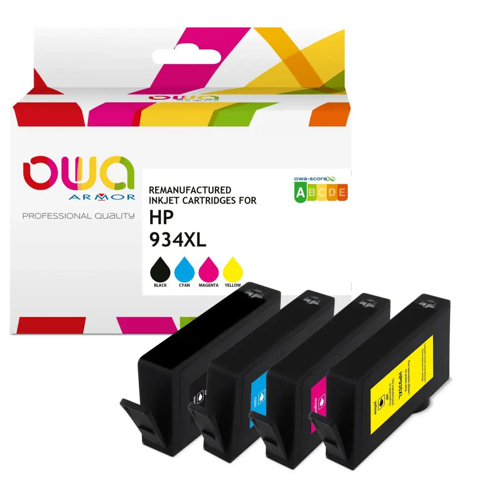 Pack 4 couleurs - HP 934XL/935XL - Cartouche compatible - haute capacité - Jet d’encre remanufacturé OWA