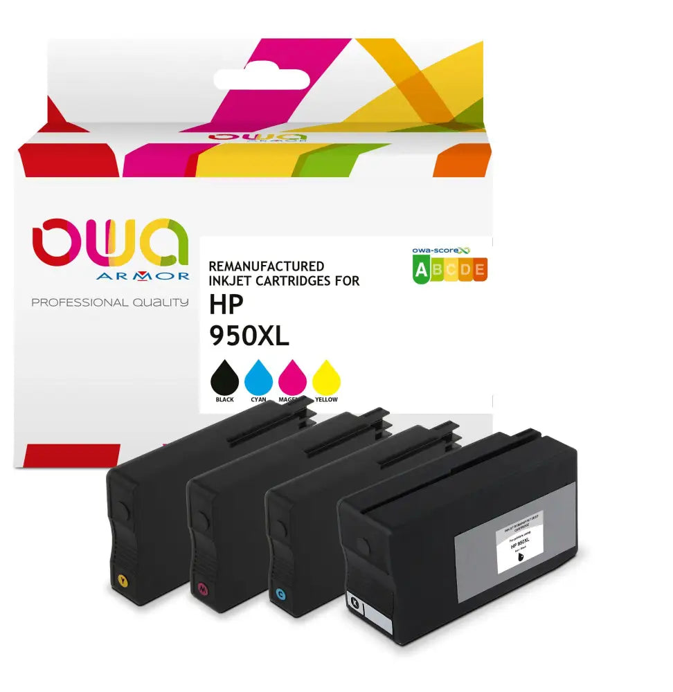 Pack 4 couleurs - HP 950XL/951XL - Cartouche compatible - Jet d’encre remanufacturé OWA
