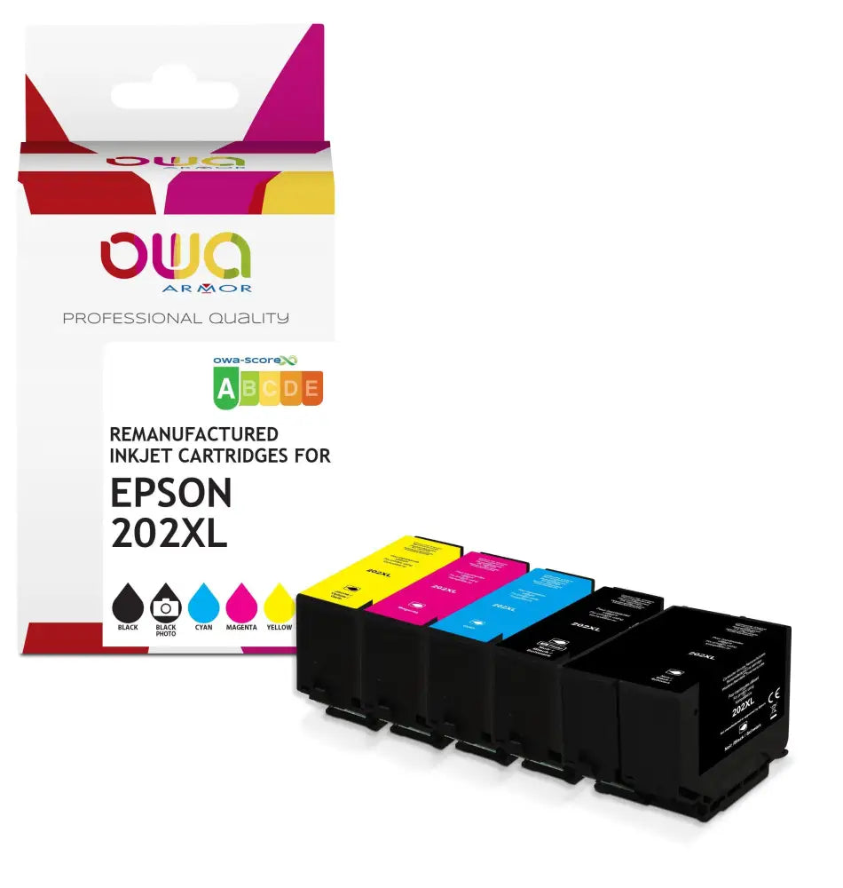 Pack 5 couleurs - EPSON 202XL KIWI - Cartouche compatible - Jet d’encre remanufacturé OWA