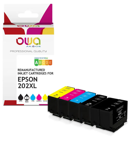 Pack 5 couleurs - EPSON 202XL KIWI - Cartouche compatible - Jet d’encre remanufacturé OWA