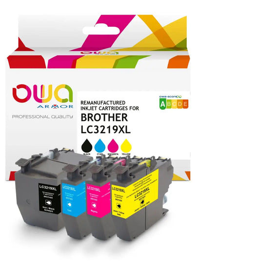Pack4 - BROTHER LC-3219XL - Cartouche compatible- haute capacité - Pack 4 Couleurs - Jet d’encre remanufacturé OWA