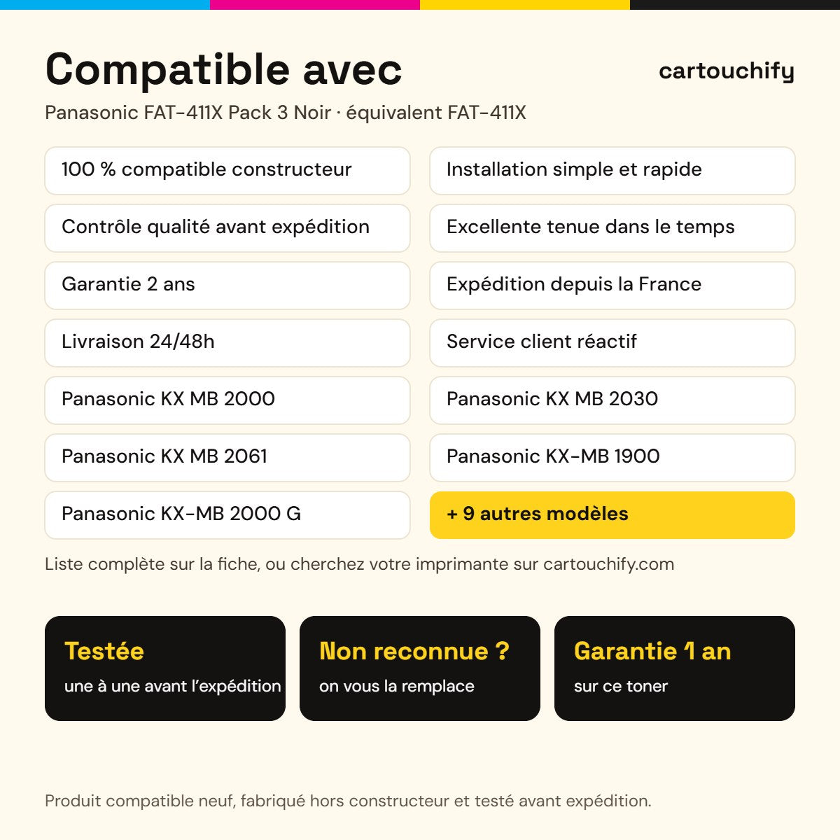 Imprimantes compatibles avec Panasonic FAT-411X Toner Pack 3 Noir compatible