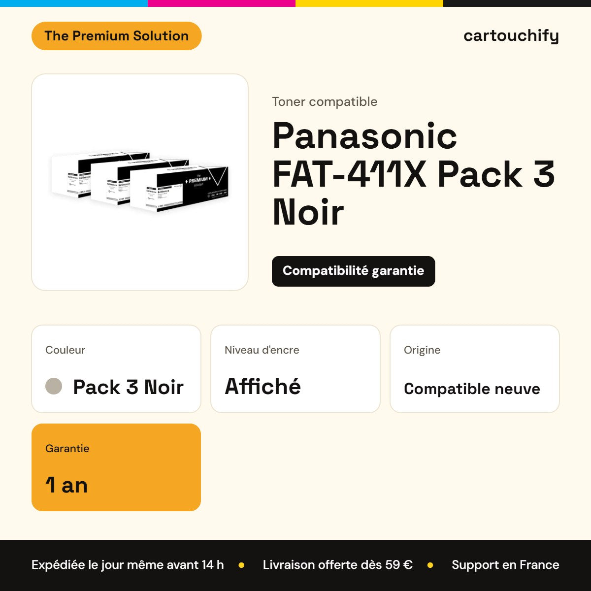 Panasonic FAT-411X Toner Pack 3 Noir compatible : caractéristiques