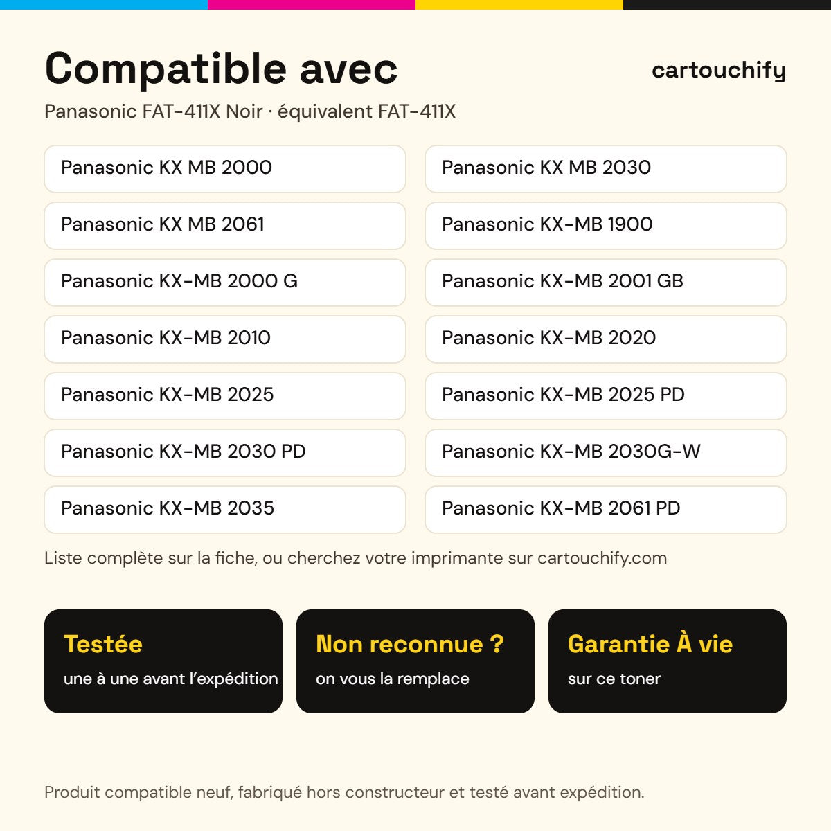 Imprimantes compatibles avec Panasonic FAT-411X Toner Noir compatible · Switch